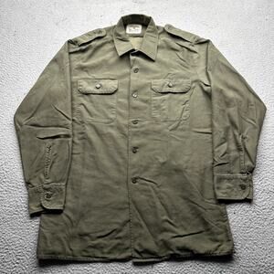 Vintage 1986 West German Bundeswehr Military Field Shirt Medium Green Cold War